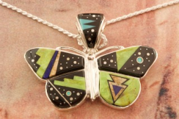 Calvin Begay Night Sky Sterling Silver Butterfly Pendant